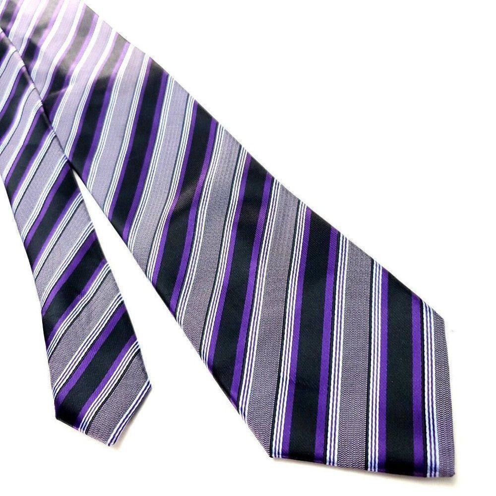 Croft & Barrow Purple‎ Silk Tie Woven Skinny Regimental